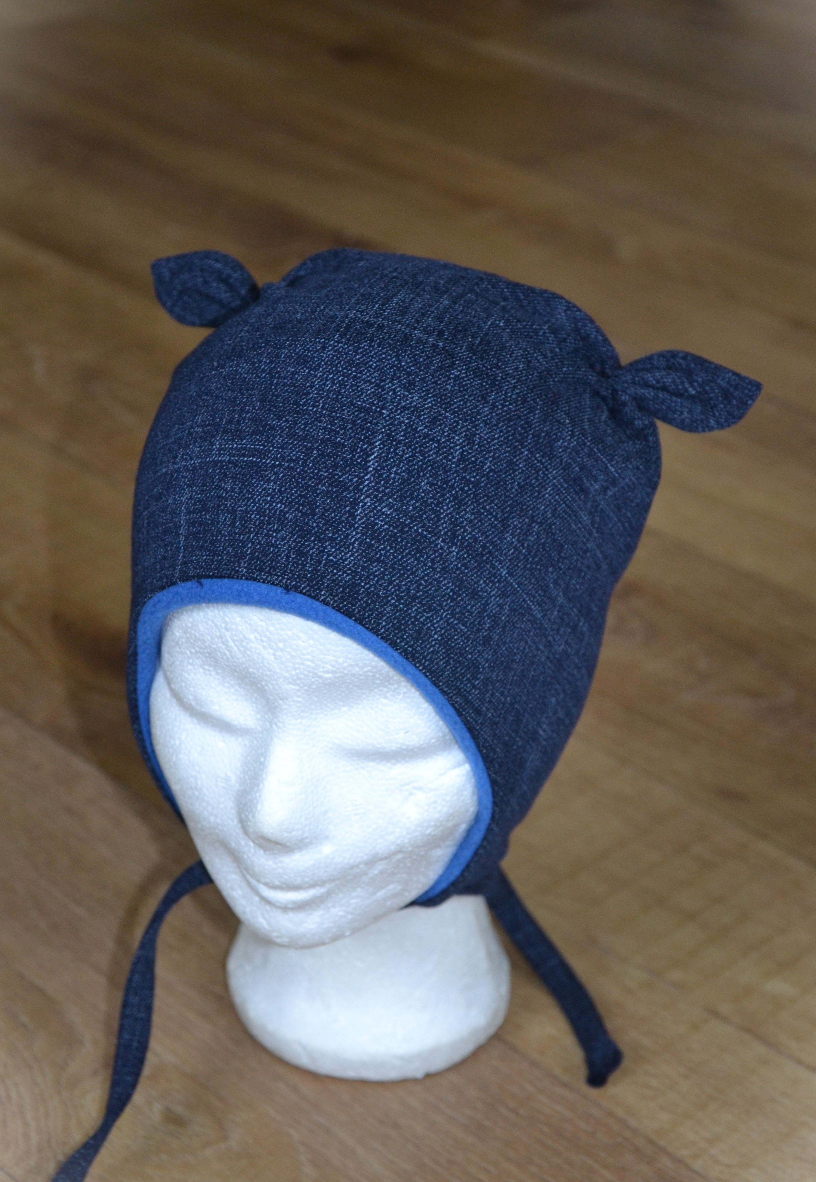 Jeans + modrý fleece vel. 49-52/3cm