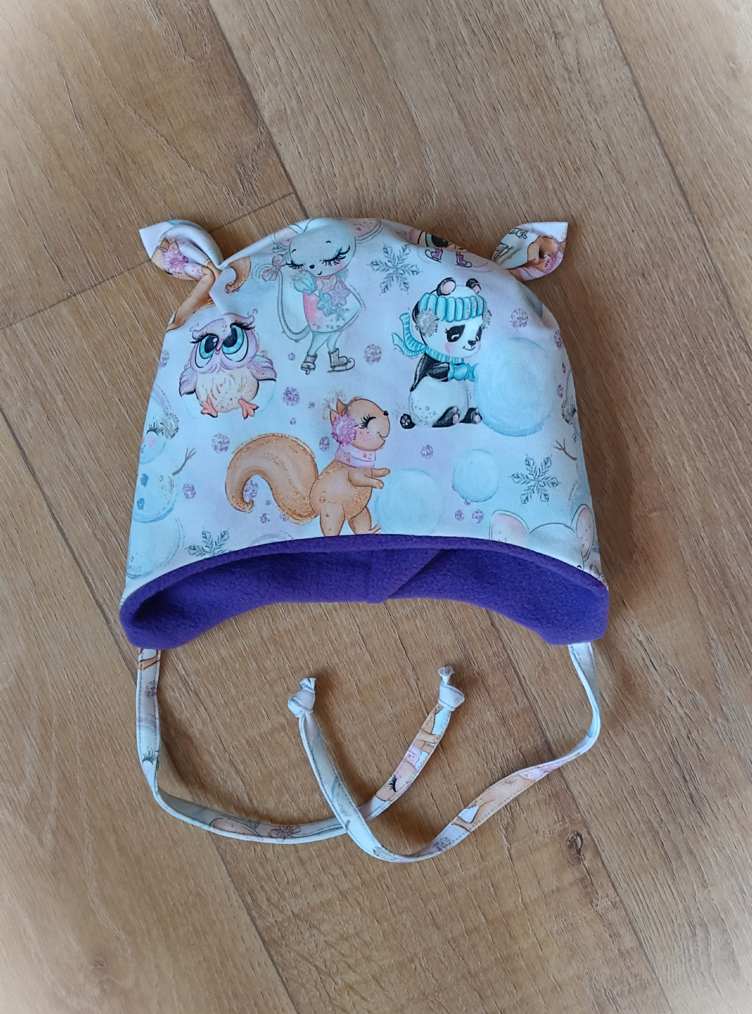 Malovaná zvířátka + fialový fleece