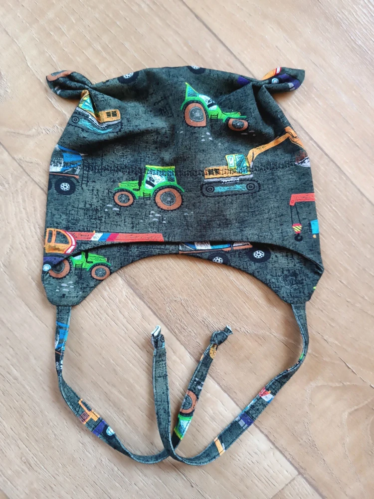 Čepice na zavazování s oušky "Na stavbě"vel. 39-43cm