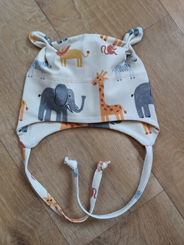 Čepice na zavazování s oušky "Patelová savana II" vel. 43-47cm