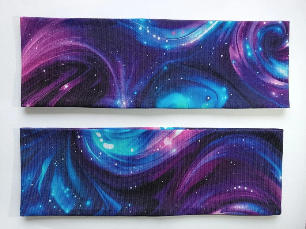 Dvojitá oboustranná čelenka "Fialová galaxie" vel. 54-58cm