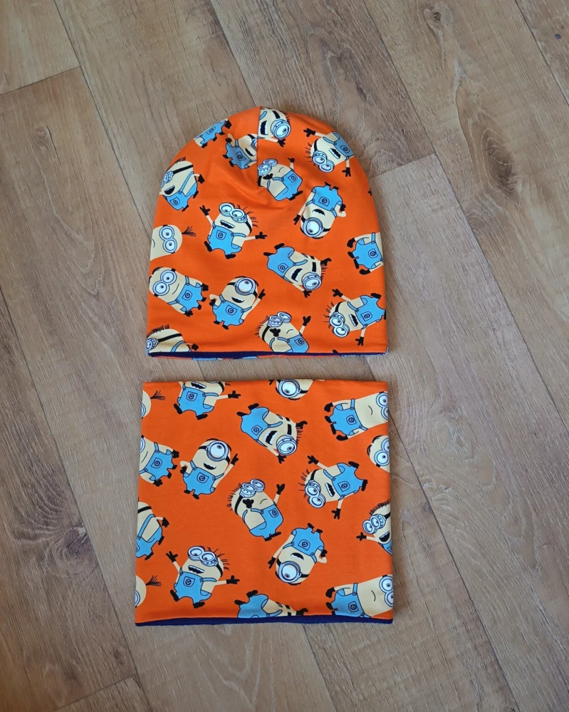 Zimní komplet "Mimoni" tm. modrý fleece, vel. 53-55cm