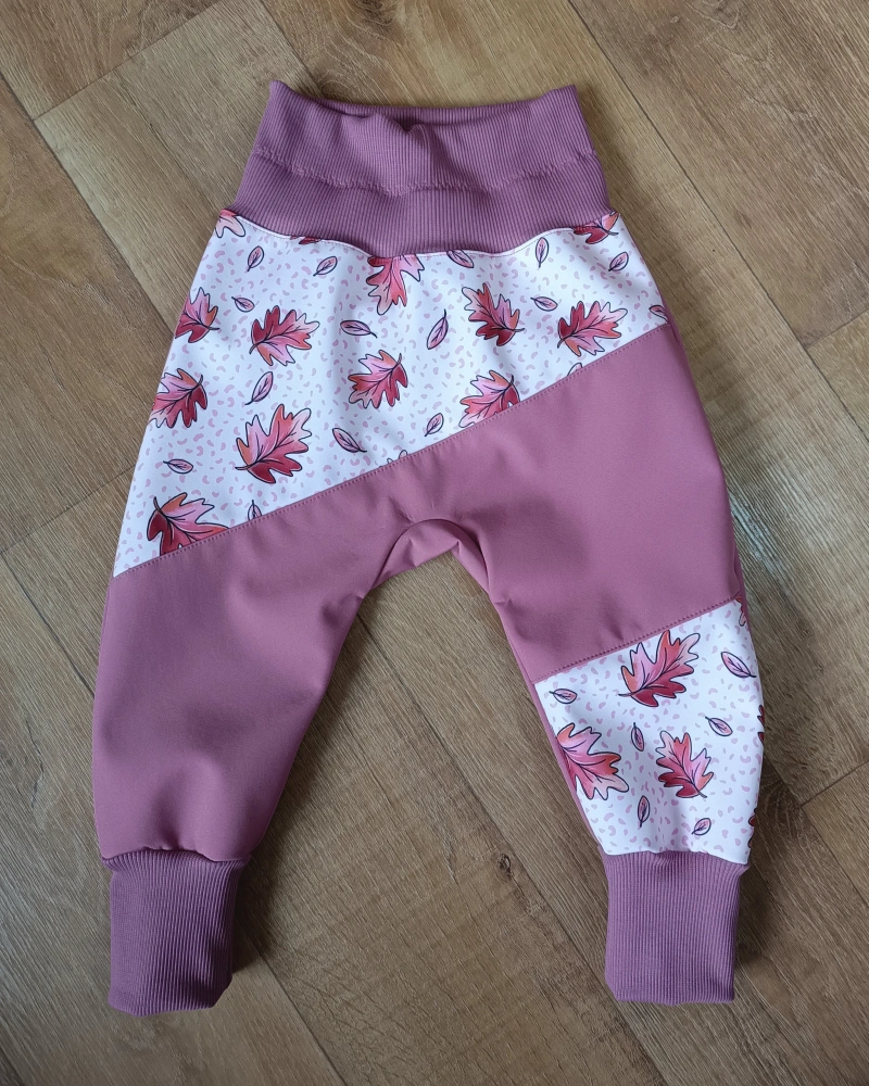 Rostoucí softshellové kalhoty "Růžový podzim"