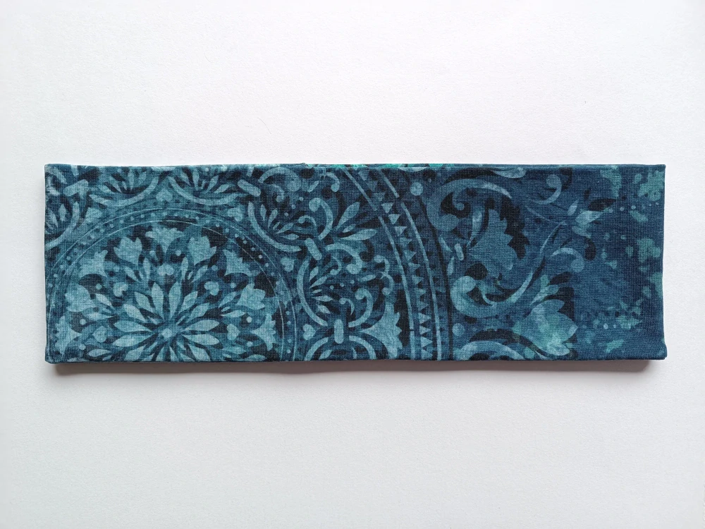 Dvojitá oboustranná čelenka "Mandala v modři" vel. 54-58cm
