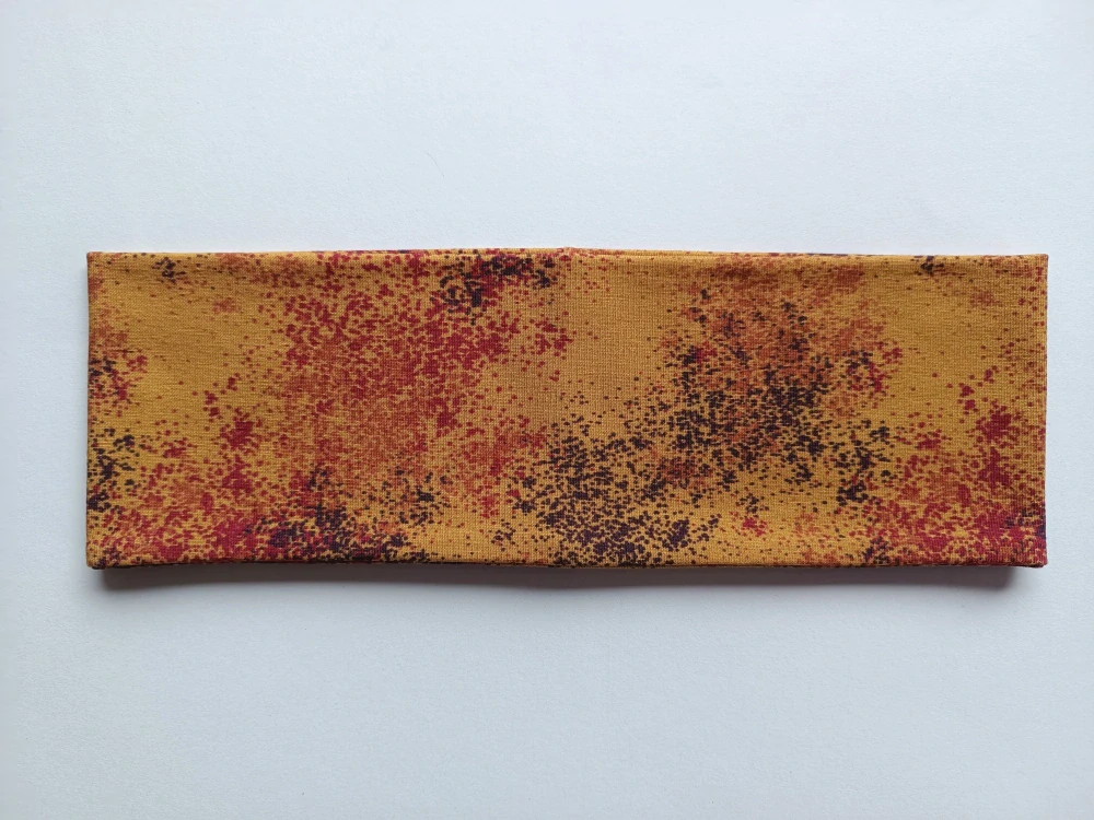 Dvojitá oboustranná čelenka "Hořčicové cákance" vel. 54-58cm