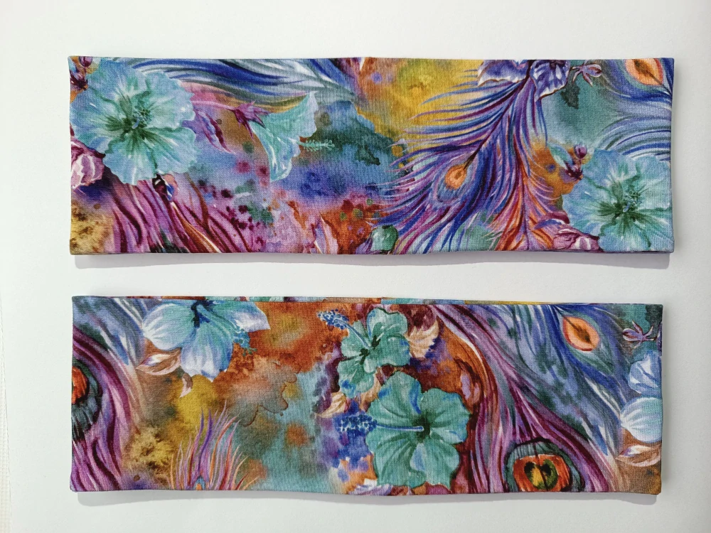 Dvojitá oboustranná čelenka "Paví zahrada" vel. 54-58cm