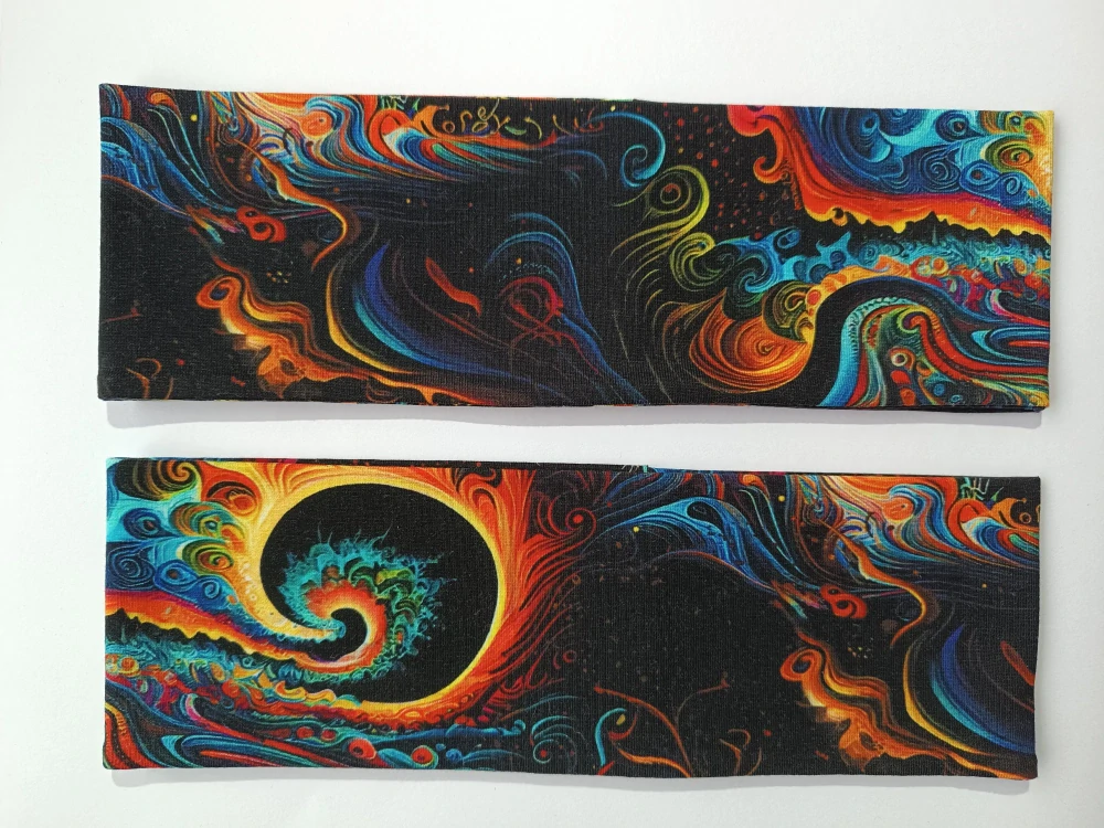Dvojitá oboustranná čelenka "Barevný vesmír" vel. 54-58cm