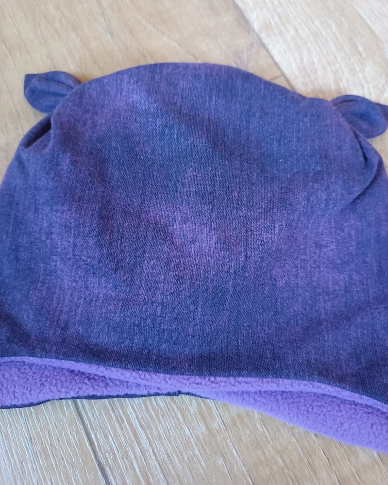 Zimní tvarovaná čepice s oušky "Jeans fialový + fialový fleece"