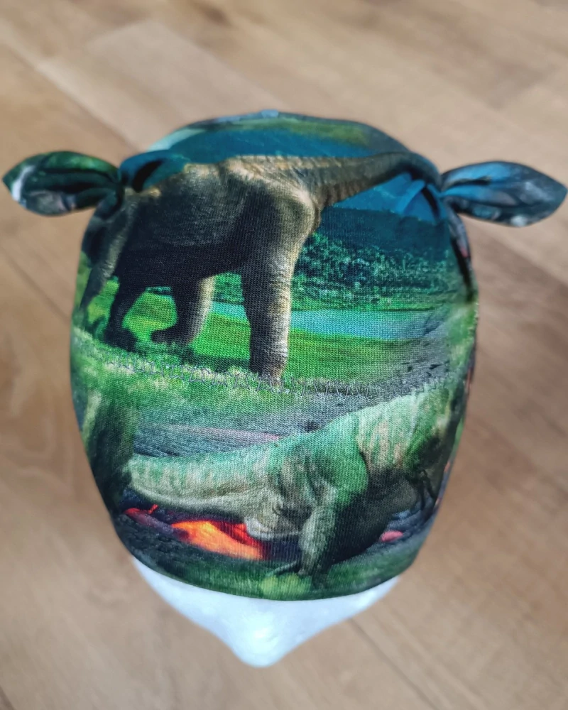 Čepice tvarovaná s oušky "Dinosauři"