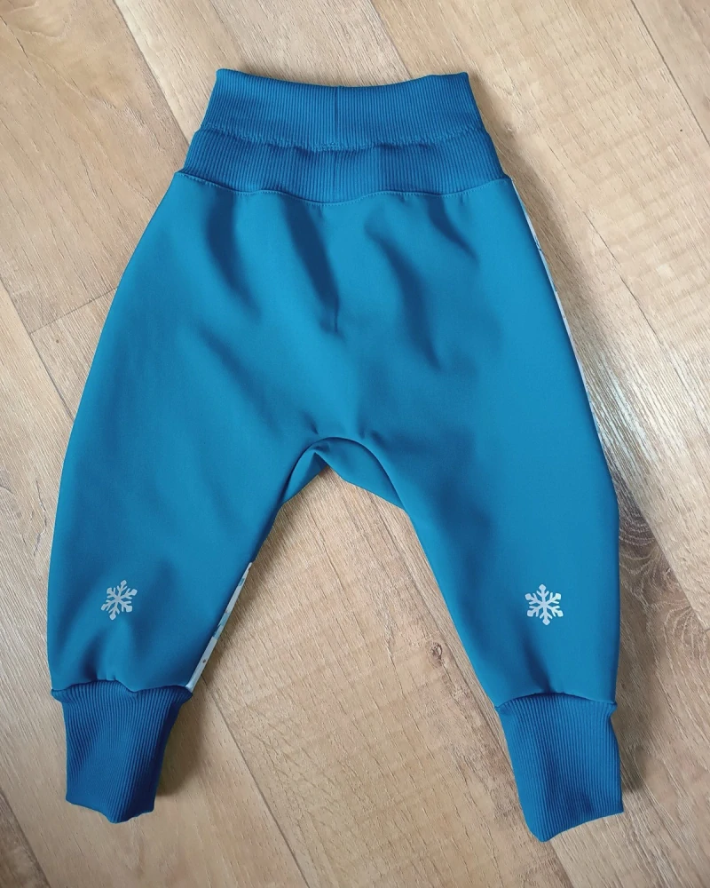 Rostoucí softshellové kalhoty  "Zimní králíček" + petrolejový softshell