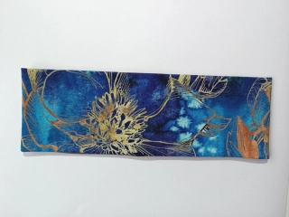 Dvojitá oboustranná čelenka "Modrozlaté květy" vel. 54-58cm