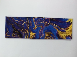 Dvojitá oboustranná čelenka "Modro-žlutý mramor" vel. 54-58cm