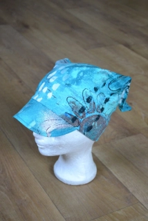 Dětský šátek s kšiltem "Tyrkysová zahrada" vel. 50-52/3cm