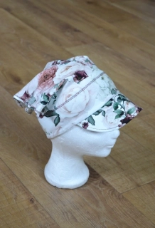 Dětský šátek s kšiltem "Jemná růže" vel. 50-52/3cm