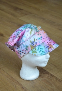 Dětský šátek s kšiltem "Květinová směs" vel. 50-52/3cm