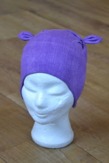 Čepice tvarovaná s oušky "Levandulová" vel. 47-51cm