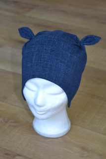 Čepice tvarovaná s oušky "Jeans"