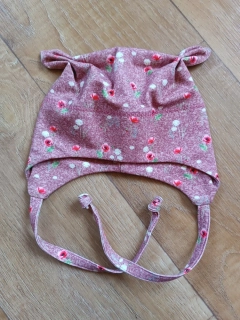 Čepice na zavazování s oušky "Makové pohlazení" vel. 39-43cm