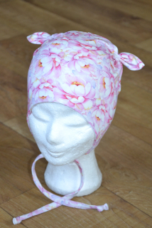 Čepice na zavazování s oušky "Magnolie" vel. 47-51cm