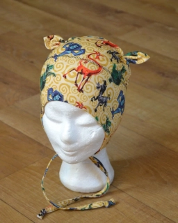 Čepice na zavazování s oušky "Madagaskar" vel. 47-51cm