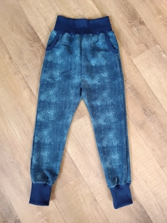 Rostoucí tepláky jeans s kapsami - vel. 122