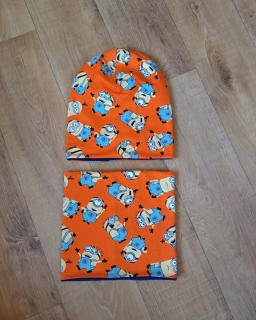 Zimní komplet "Mimoni" tm. modrý fleece, vel. 53-55cm