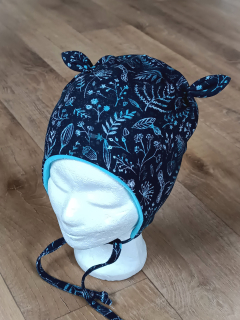 Zimní čepice s oušky na zavazování vel. 49-52/3cm