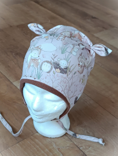 Zimní čepice s oušky na zavazování vel. 49-52/3cm