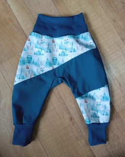 Rostoucí softshellové kalhoty  "Zimní králíček" + petrolejový softshell