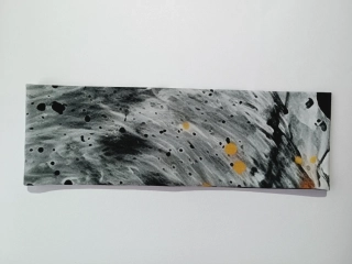 Dvojitá oboustranná čelenka "Šedá abstrakce se žlutou" vel. 54-58cm